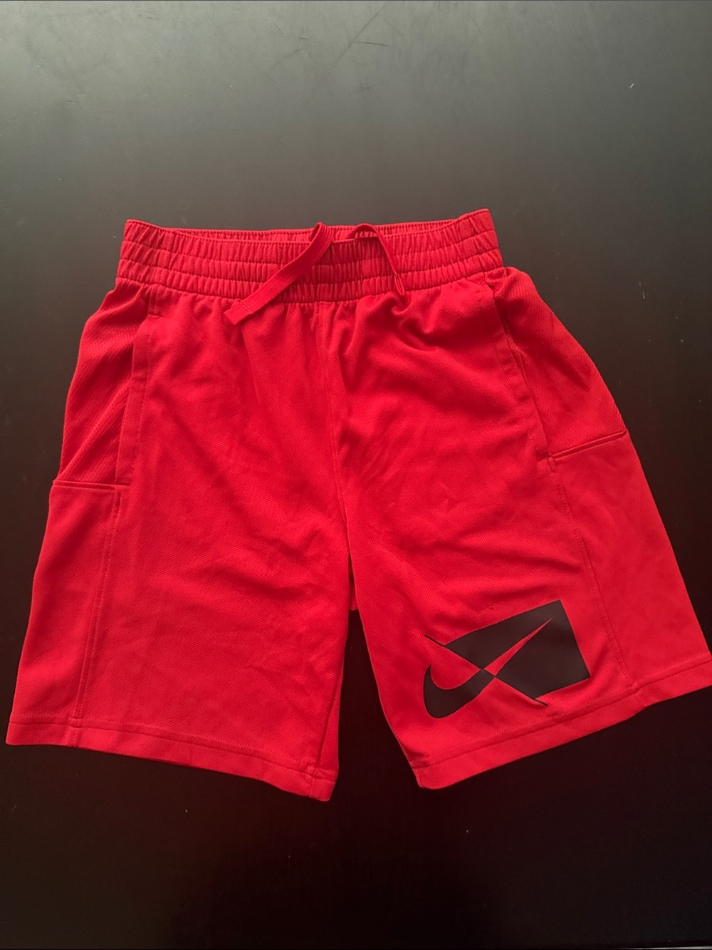 Nike Red Boys' Athletic Shorts with Black Logo